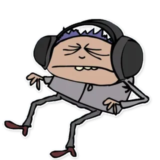 🎧 Desenho animado, Personagem, Fones de ouvido, Dançando, Engraçado, Ilustração, Adesivo whatsapp sticker