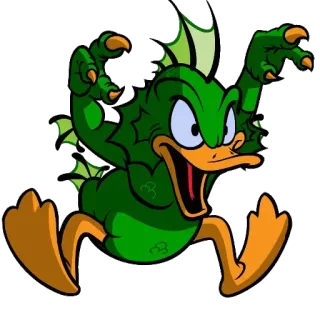 ☹️ canard, monstre, dessin animé, vert, créature telegram sticker