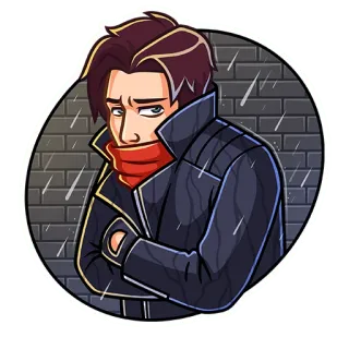 ☔️ man, rain, cold, winter, jacket, scarf telegram sticker