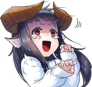😱 アニメ, 泣く, 角, 漫画, かわいい, 悪魔っ娘 telegram sticker