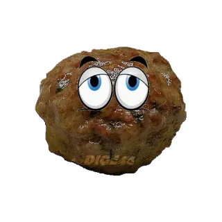 😞 DIGESS almôndega, comida, olhos de desenho animado, engraçado, humor telegram sticker