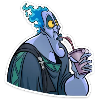😕 Hades Hercules disney, villain, underworld, drink, cartoon whatsapp sticker