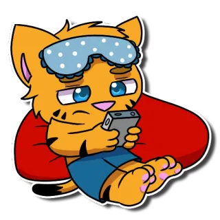 😴 gato, máscara de dormir, sonolento, relaxante, tigre, desenho animado, animal, laranja telegram sticker