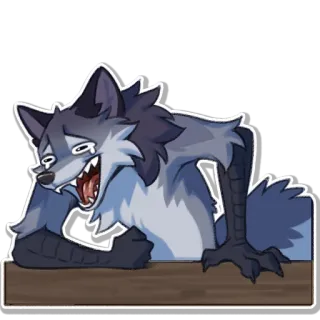 😆 สัตว์, หมาป่า, การ์ตูน, มานุษยรูปนิยม, เศร้า, ร้องไห้ telegram sticker
