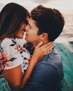 💖 pareja, romance, amor, playa, abrazo, océano telegram sticker