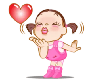 😘 beso, amor, corazón, dibujo animado, chica, lindo, beso volado telegram sticker