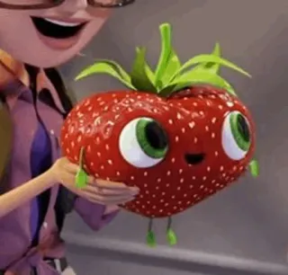 🍓 truskawka, owoc, kreskówka, słodkie, jedzenie, oczy telegram sticker