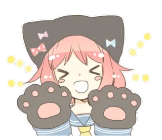 😆 anime, cat, girl, cute, kawaii, sticker whatsapp sticker