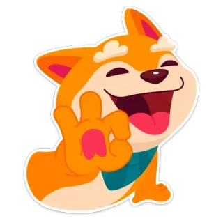 👌 собака, щенок, животное, сиба ину, милый, каваий, стикер telegram sticker