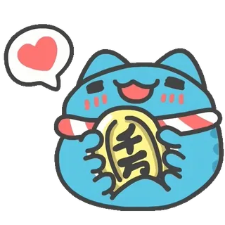 😘 千万 кот, каваий, манэки-нэко, удача, богатство, милый, япония whatsapp sticker