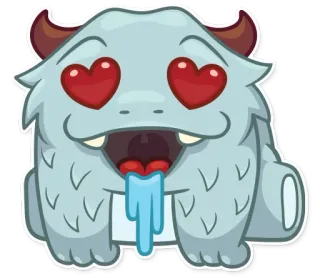 😍 mostro, carino, cuori, amore, cartoni animati, emoji, adesivo whatsapp sticker