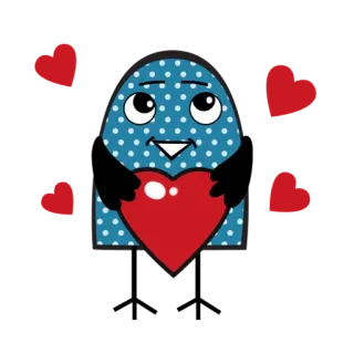 ❤ cuore, amore, pinguino, carino, cartone animato, blu, animale telegram sticker