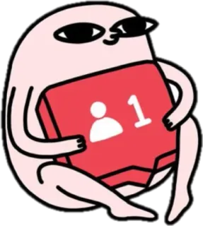 🙍‍♀️ 1 Social media, Follower, Cartone animato, Rosa, Instagram telegram sticker