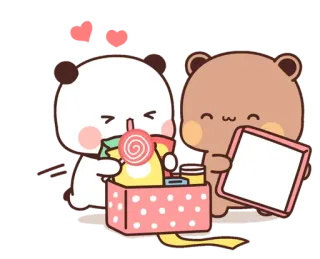 😍 медведи, мультфильм, милый, леденец, подарок, панда telegram sticker