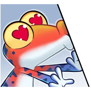 😍 frosch, tier, cartoon, liebe, augen, herz, süß, aufkleber telegram sticker