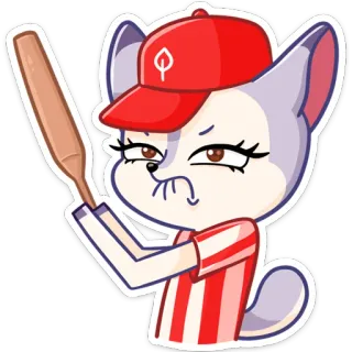⚾️ Desenho animado, Beisebol, Animal, Fofo, Boné, Taco, Esporte telegram sticker