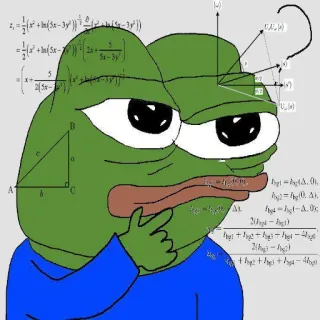 🧠 Pepe the Frog meme, Pepe, frog, thinking, math, equations telegram sticker