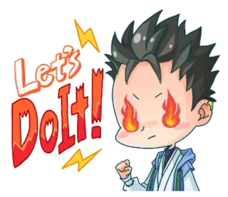 🔥 Let's Do It! motivazionale, cartone animato, anime, personaggio, incoraggiamento, determinazione telegram sticker