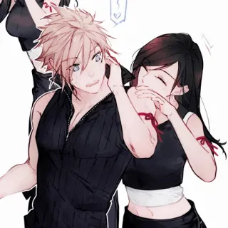 🥢 Cloud Strife Final Fantasy VII anime, video game, final fantasy, cloud strife, tifa lockhart, couple, fanart telegram sticker