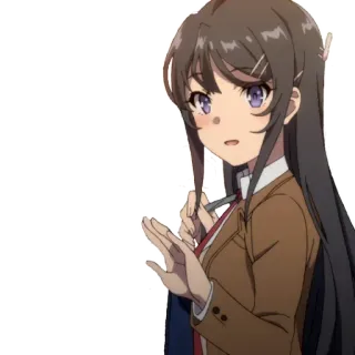 👋 Anime, Ragazza, Uniforme scolastica, Capelli castani, Occhi viola telegram sticker