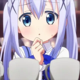 🦋 Anime, Cô gái, Dễ thương, Mắt xanh, Tóc trắng telegram sticker