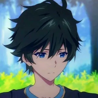 💛 anime, con trai, mắt xanh, tóc đen, hoạt hình, nhân vật telegram sticker