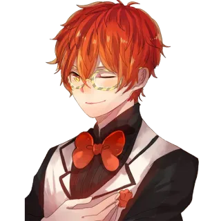 😉 707 Mystic Messenger anime, character, mystic messenger, 707, glasses, red hair telegram sticker