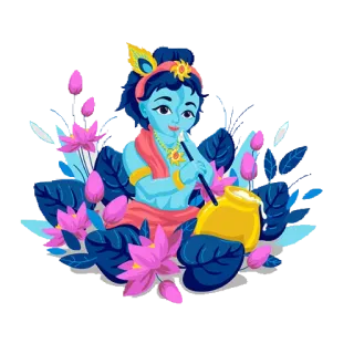 🙂 Krishna 印度神, 印度教, 长笛, 奎师那, 小奎师那, 神话 telegram sticker