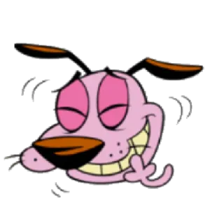 😁 Courage the Cowardly Dog หมา, การ์ตูน, คูเรจ, คูเรจหมาน้อยผู้กล้าหาญ, สีชมพู, กลัว, มีความสุข telegram sticker