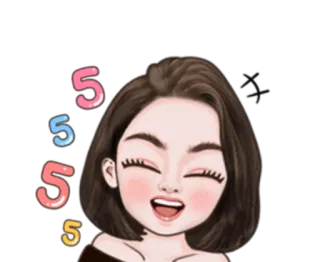 👩 5 число, пять, мультфильм, милый, счастливый, девочка telegram sticker