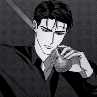 🌑 man, drinking, glass, alcohol, bar, black and white telegram sticker