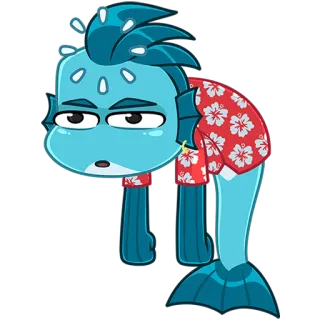 🐟 cartone animato, pesce, personaggio, animazione, camicia hawaiana telegram sticker