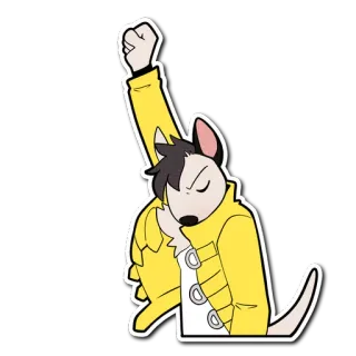 ✊ dog, queen, freddie mercury, animal, music, yellow jacket telegram sticker