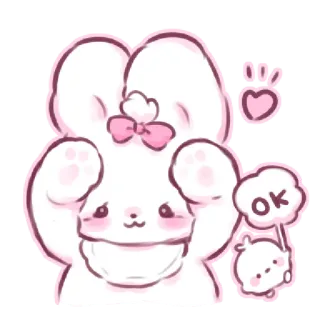 🥺 OK 토끼, 귀여운, OK, 카와이, 승인 telegram sticker