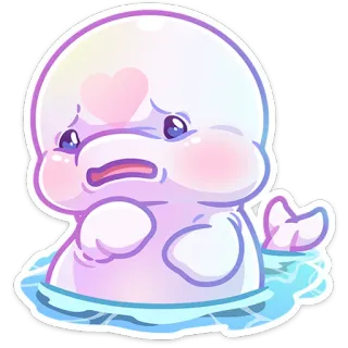 😧 carino, foca, cartone animato, triste, adorabile, personaggio telegram sticker