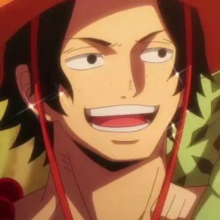 ♠ Portgas D. Ace One Piece 波特卡斯·D·艾斯, 海贼王, 动漫, 角色, 海盗, 火焰, 微笑 telegram sticker