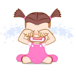 😭 llorando, triste, molesto, dibujos animados, chica, niña, lágrimas whatsapp sticker