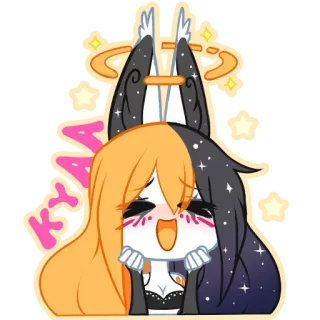 😃 KYAA mono, anime, kawaii, feliz, chica, brillo, emocionado whatsapp sticker