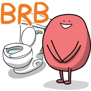 😅 BRB BRB, Emoji, Dessin animé, Texte, Drôle whatsapp sticker