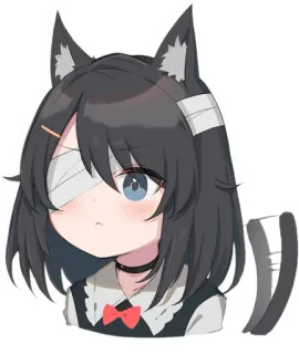 😠 Anime, Chica gato, Vendaje, Lindo, Mujer, Manga telegram sticker
