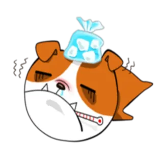 🤒 cane, malato, termometro, impacco di ghiaccio, malattia, cartone animato telegram sticker