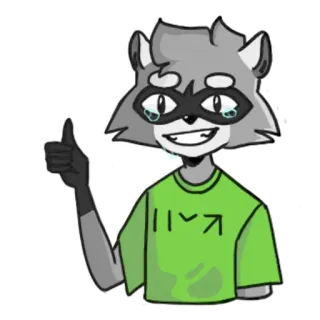 😿 I <3 raton laveur, animal, dessin animé, pouce en l'air, positif, coeur, amour whatsapp sticker