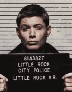 📸 Dean Winchester Supernatural LITTLE ROCK
CITY POLICE
LITTLE ROCK A.R. zdjęcie policyjne, policja, nadprzyrodzone, Dean, Winchester whatsapp sticker