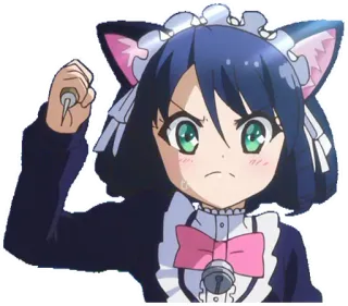 😠 Аниме, Девушка-кошка, Горничная, Игла, Злой telegram sticker