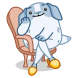 😏 만화, 개, 의자, 휴식, 앉아있는, 귀여운 telegram sticker