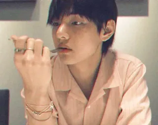 🍃 V BTS, K-Pop, zanger, man, beroemdheid, Koreaans telegram sticker
