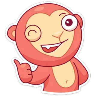 👍 małpa, zwierzę, kreskówka, słodki, przyjazny, kciuk w górę whatsapp sticker