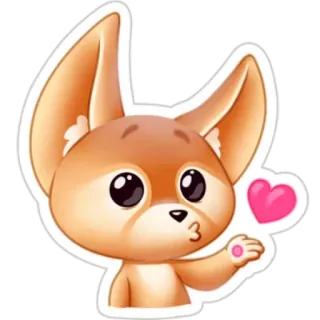 😘 zorro fénec, lindo, animal, corazón, dibujos animados telegram sticker