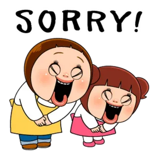 😔 SORRY! przepraszam, przeprosiny, kreskówka, słodki, postać, powitanie telegram sticker
