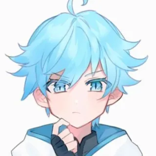 🤔 anime, cartoon, portrait, boy, cute, blue hair, character telegram sticker